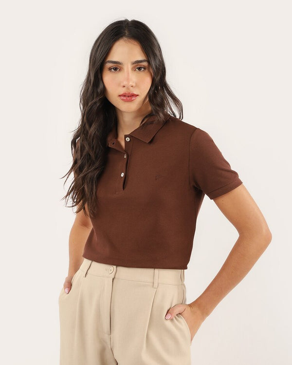 Women's Pool Legacy Slim Logo Polo Shirt Brown